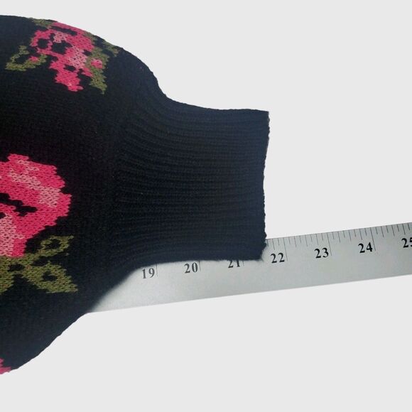 Cato Knit Sweater Womens Plus 22/24W Square Neck Black Pink Floral Long Sleeve - Picture 9 of 9